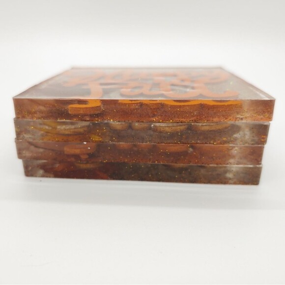 Coasters w/ Holder "Happy Fall" w/ Glitter - Picture 3 of 5